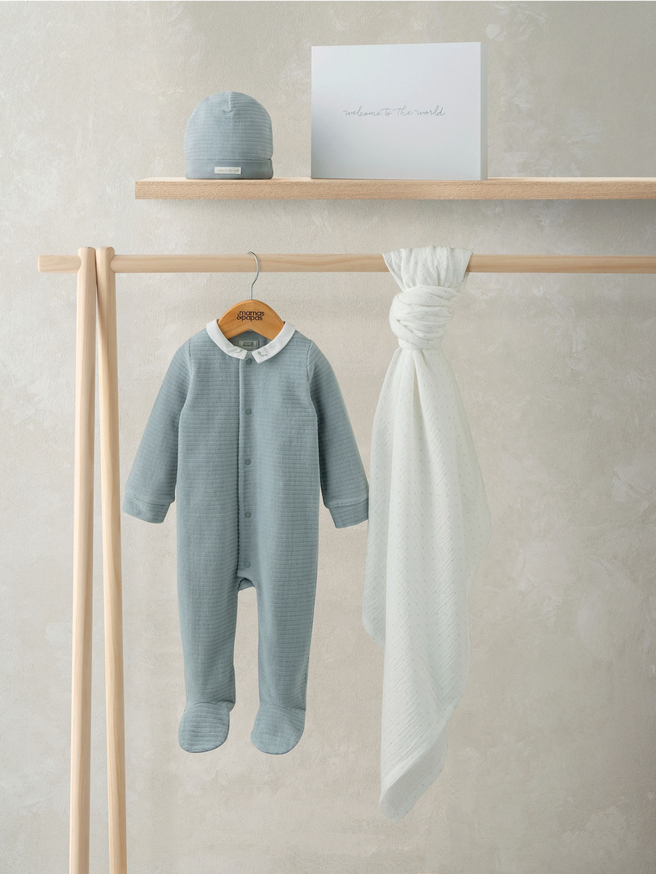 Welcome to the World Blue Gift Set with Knitted Hat, Booties & Elephant Soft Toy image number 4